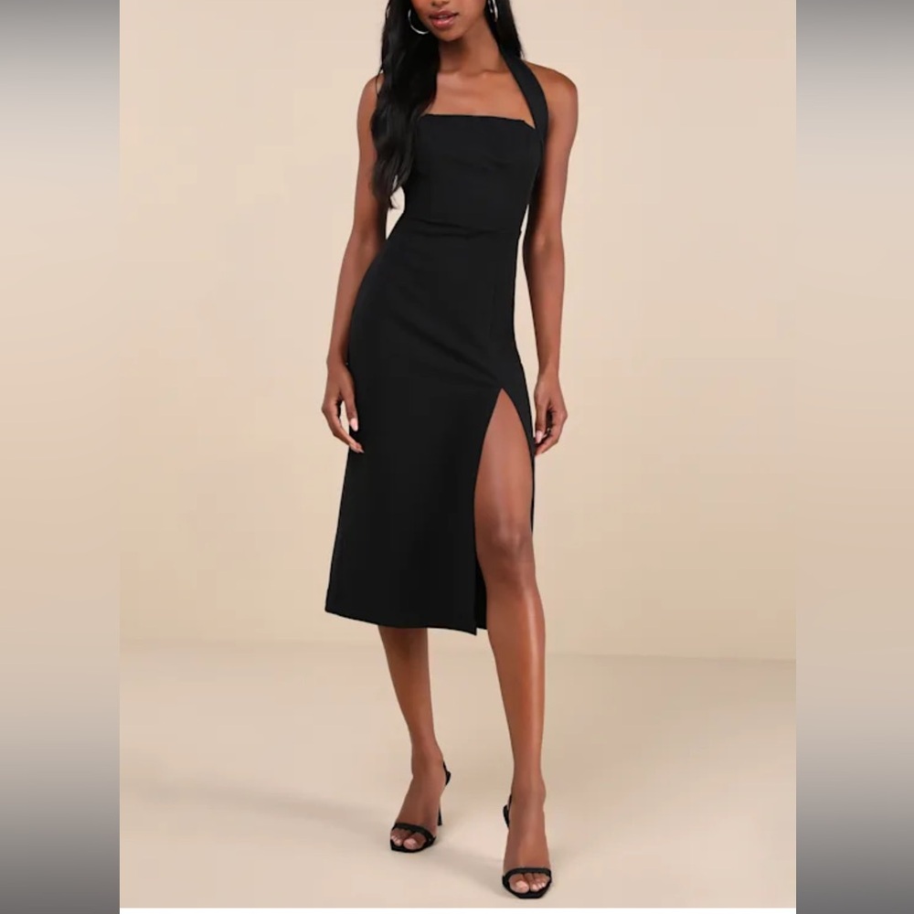 Lulus black halter formal dress
